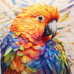 Obraz premium Experience the beauty of a multicolor Parrot watercolor through Portrait