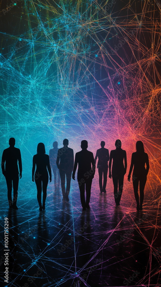 Poster image features human silhouettes connected by bright, glowing lines, symbolizing unity and connectio