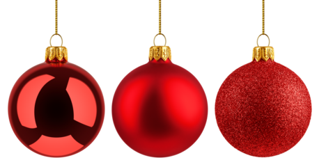 Christmas Ball, red bauble, isolated on white background, full depth of field