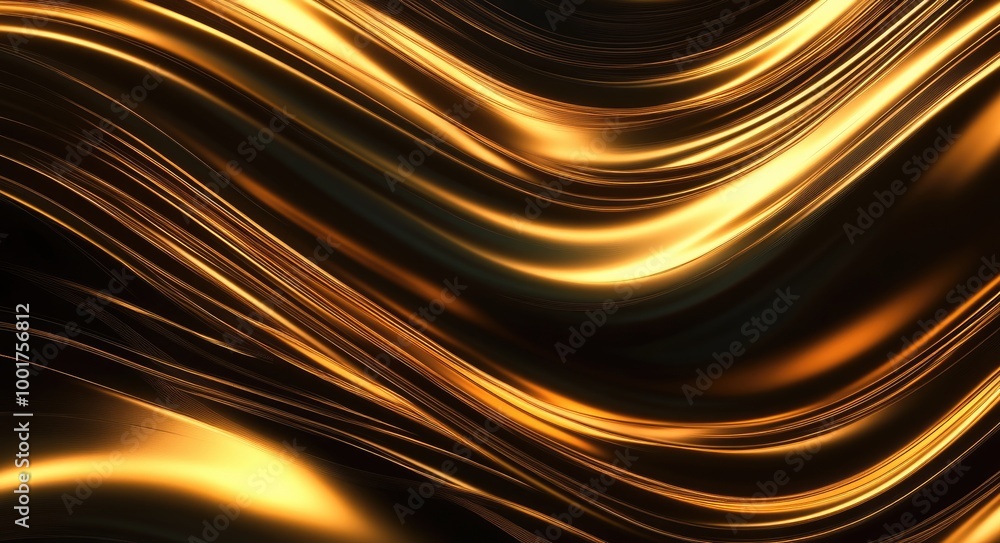 Poster luxurious golden wave design: abstract gradient background with elegant line swirls