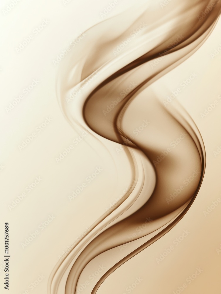 Poster Abstract steam swirling elegantly from an unseen coffee cup, creating a warm and inviting atmosphere in a cozy setting. Generative AI