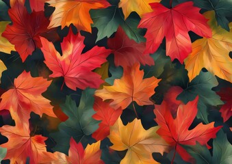 Fall Tree Leaves Autumn Color Colorful Seamless Tile Texture Pattern Tiled Repeatable Tessellation Background Image