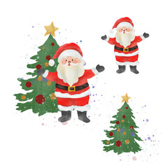 santa claus and christmas tree