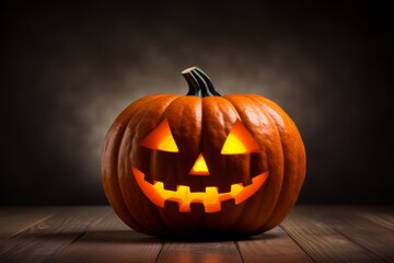 Happy Halloween party Jack O Lantern orange pumpkin scary spooky creepy carving evil smile angry face glowing. Trick treat holiday dark mysterious night eerie horror October nightmare decor festival