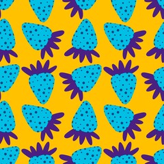 Cartoon summer fruit seamless strawberry pattern for birthday wrapping paper