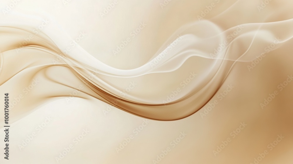 Poster Abstract steam swirls gracefully from an invisible coffee cup, creating a calming atmosphere in a cozy, warm environment. Generative AI
