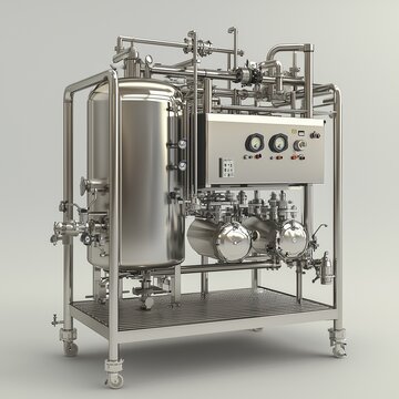 Tubular aseptic uht pasteurizer with vacuum deaerator. food industry.