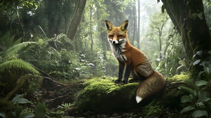 Friendly Fox in Lush Forest Setting