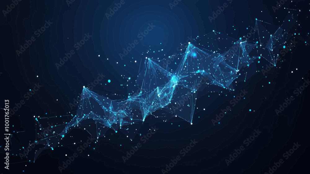 Poster futuristic ai connectivity concept, low poly mesh, network and big data analysis with lines, dots an