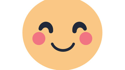 Fototapeta premium Blushing Smiley Face Emoticon Vector with Flat Design - Cute and Happy Expression Ideal for Digital Communication and Social Media Stickers