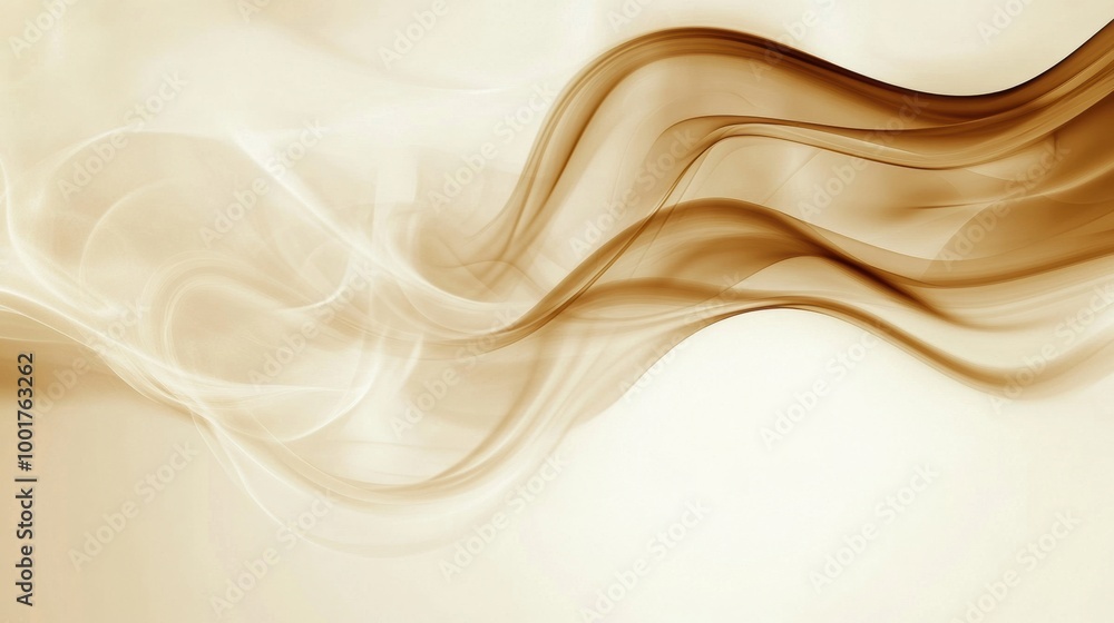 Poster abstract swirling steam rises gracefully, hinting at an invisible cup of coffee in a tranquil settin