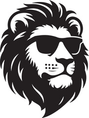 Lion head in sunglasses silhouette vector style icon