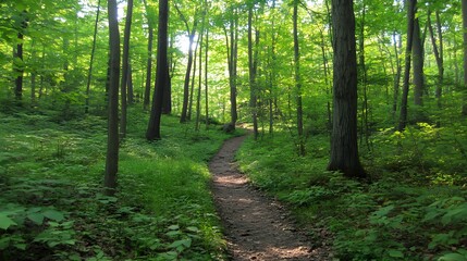 Fototapeta premium Serene Winding Path Through a Lush Green Landscape