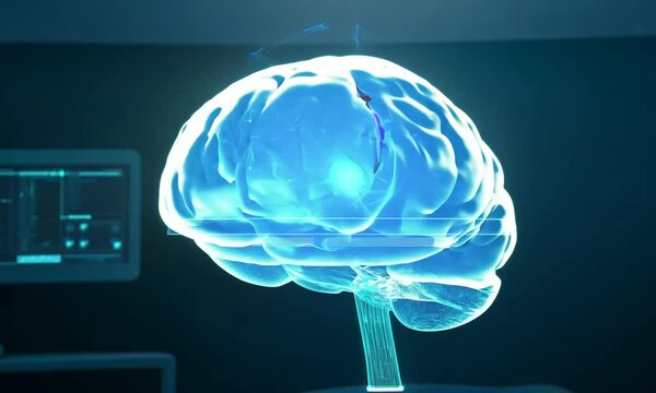 Holographic visualization of the fetal brain with views of the complex structure and development of the brain. The power of AI in medical imaging