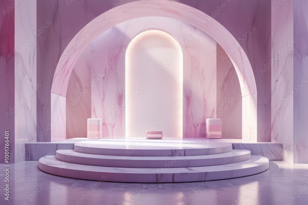 Aufkleber a serene and elegant architectural space with soft pink hues and gentle lighting inviting creativity