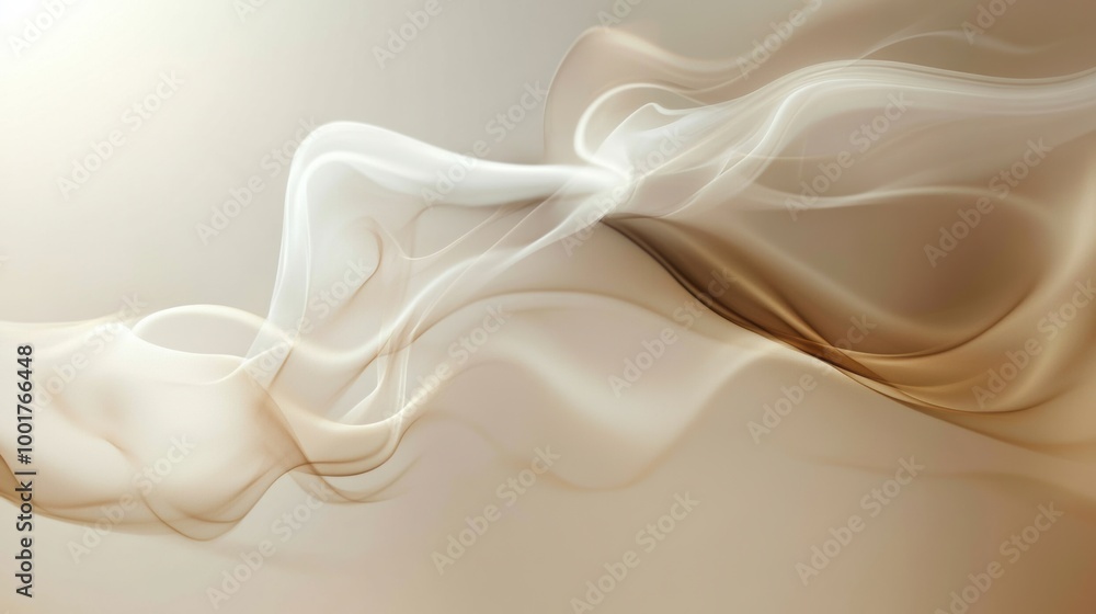 Poster Abstract steam swirls rise gracefully from an invisible coffee cup, creating a warm and inviting atmosphere in a cozy setting. Generative AI