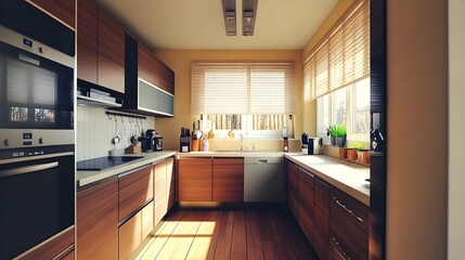 Modern Kitchen with Sleek Cabinets and Natural Light
