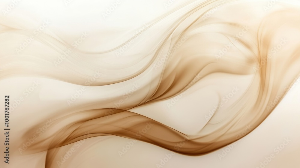 Poster abstract swirling steam rises softly from an invisible coffee cup in a calm indoor setting, suggesti