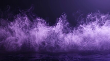 A Halloween-themed purple background with lilac smoke swirling through a misty, fog-filled atmosphere. The monochrome backdrop is mysterious, with ample space for text or graphic elements,