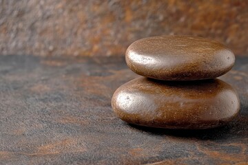composition of stones for the podium. natural brown stones for the podium background with texture for cosmetics, perfumery, medicine, jewelry with generative ai