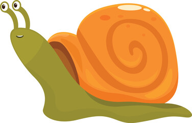 Cartoon snail with an orange shell is crawling along a white background © nsit0108