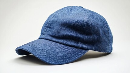 Blue Denim Baseball Cap with Curved Brim   Casual Style
