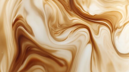 Swirling patterns of coffee merging beautifully into milk create an inviting abstract blend of colors and textures. Generative AI