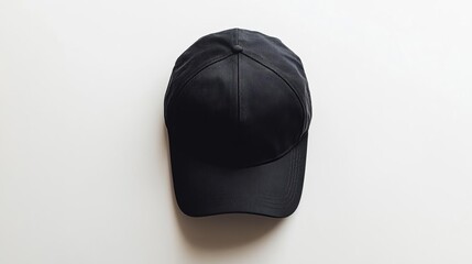Black Baseball Cap Mockup on White Background