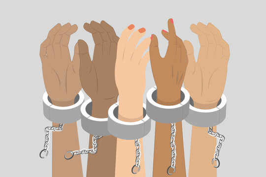 3D Isometric Flat Vector Illustration of Freedom From Slavery, Breaking Chain Shackle