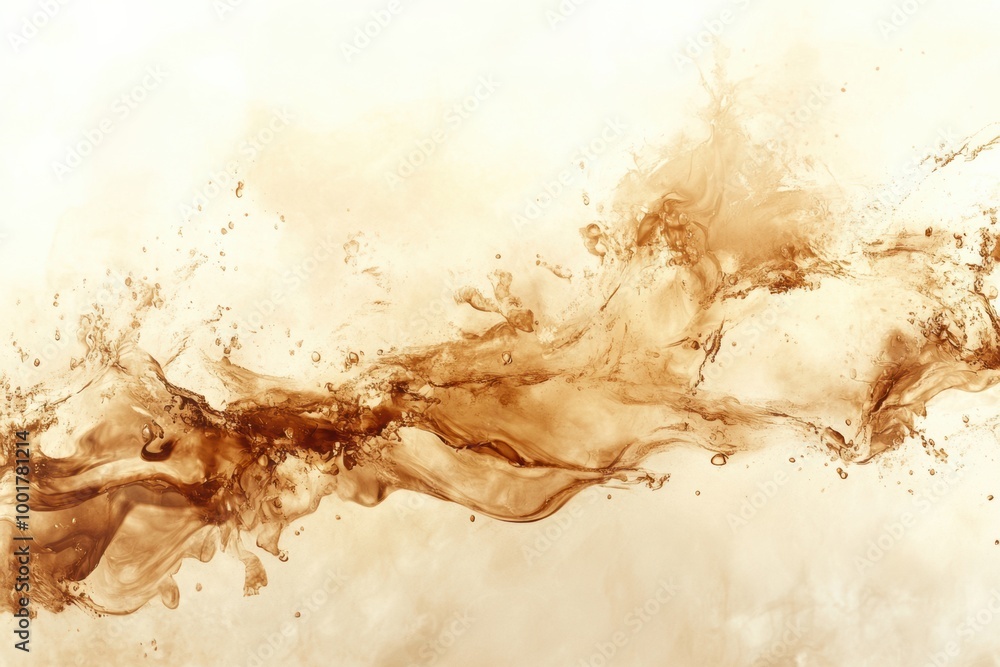 Poster abstract artwork featuring artistic coffee stains and splashes on a textured background for creative