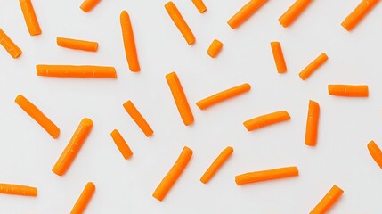 Orange Carrot Sticks White Background Minimalist Food Photography