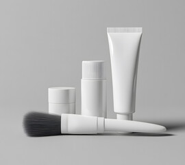Blank Cosmetic Tubes on a Gray Background