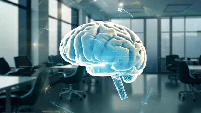 Digital brain human AI 3D virtual thinking modern lab research imagination creativity skill technology intelligence idea innovation concept mind medicine health office business tech biology memory