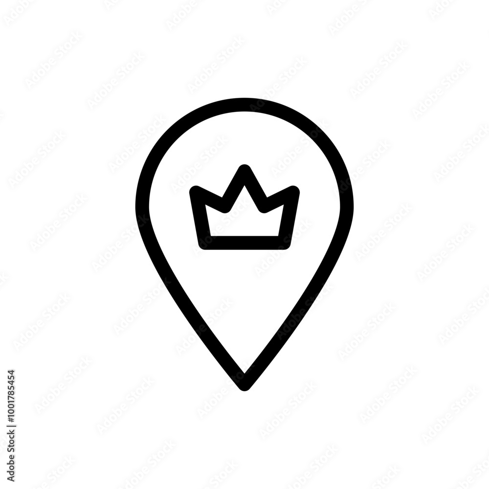 Poster location with crown icon, vip place icon favorite pointer marker icons button, best choice place sig