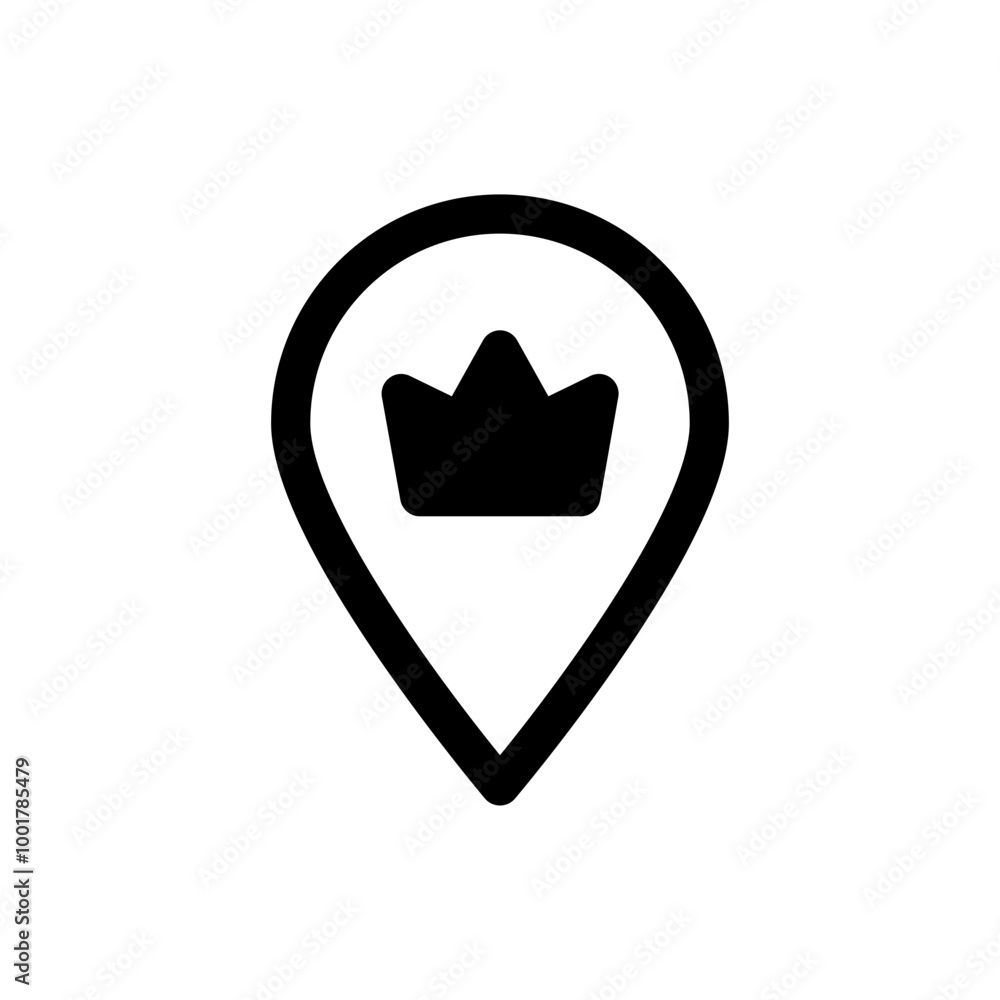 Poster location with crown icon, vip place icon favorite pointer marker icons button, best choice place sig