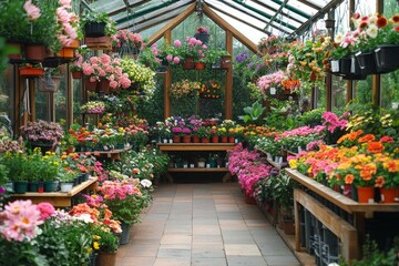 Fototapeta premium A greenhouse filled with seeds and flowers