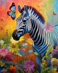 A multicolor zebra that creates a stunning Majestic Wildlife Canvas as a gift