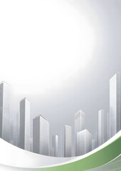 Fototapeta premium Modern City Skyline with Geometric Design in Green Tones