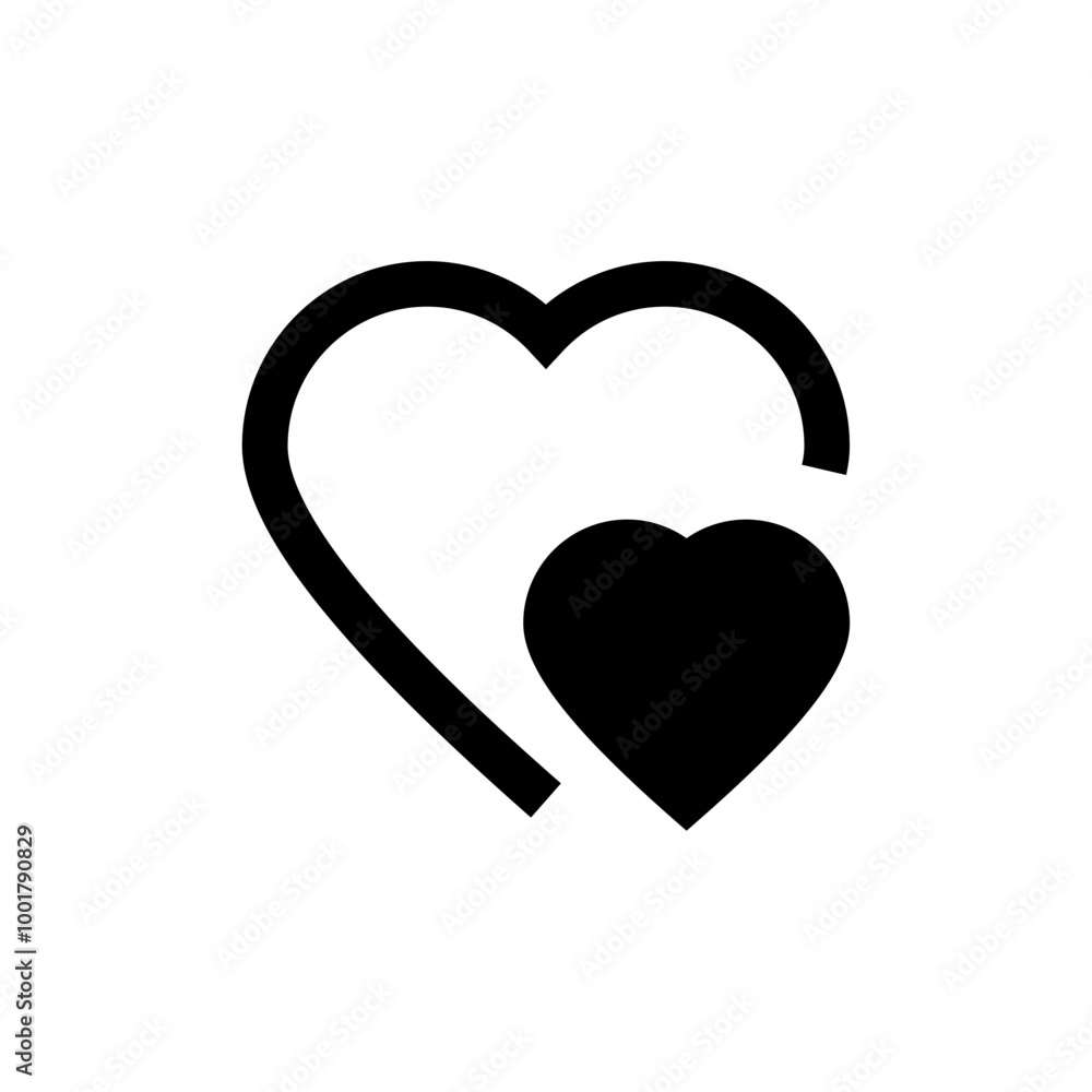 Poster double hearts icon, two hearts icon symbol sign. favorite heart icon button. save or add to favorite