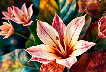 Naklejka premium red and yellow lily