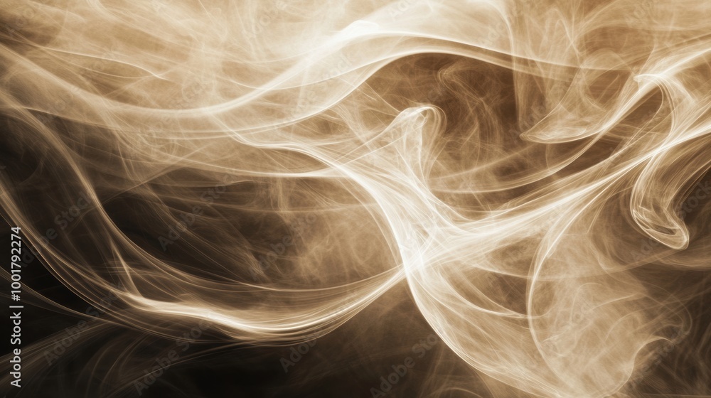 Poster abstract swirling patterns of smoke intertwine with deep coffee tones in elegant dance, creating a c