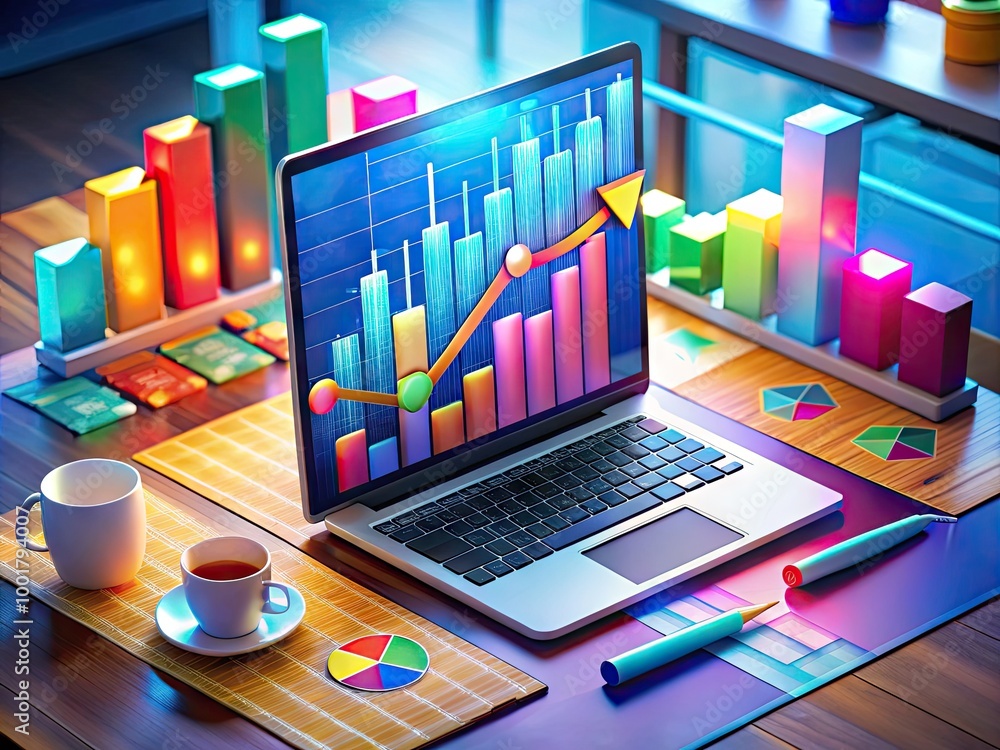 Poster dynamic digital marketing analysis with charts and data visualization for online business growth