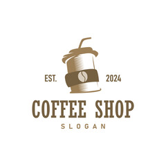 vintage retro design logo coffee bean drink simple concept illustration template