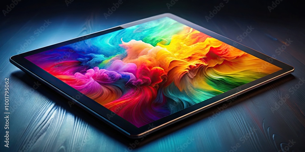 Poster elegant abstract background design for tablet screens showcasing vibrant colors and smooth textures
