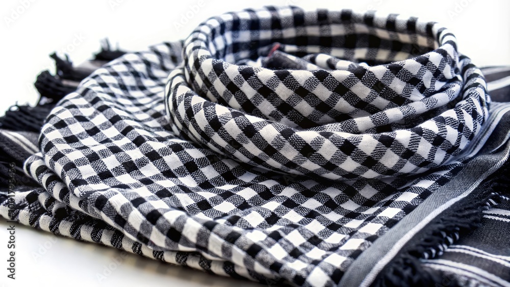 Poster elegant and versatile keffiyeh pattern in black and white for textiles and fashion design projects