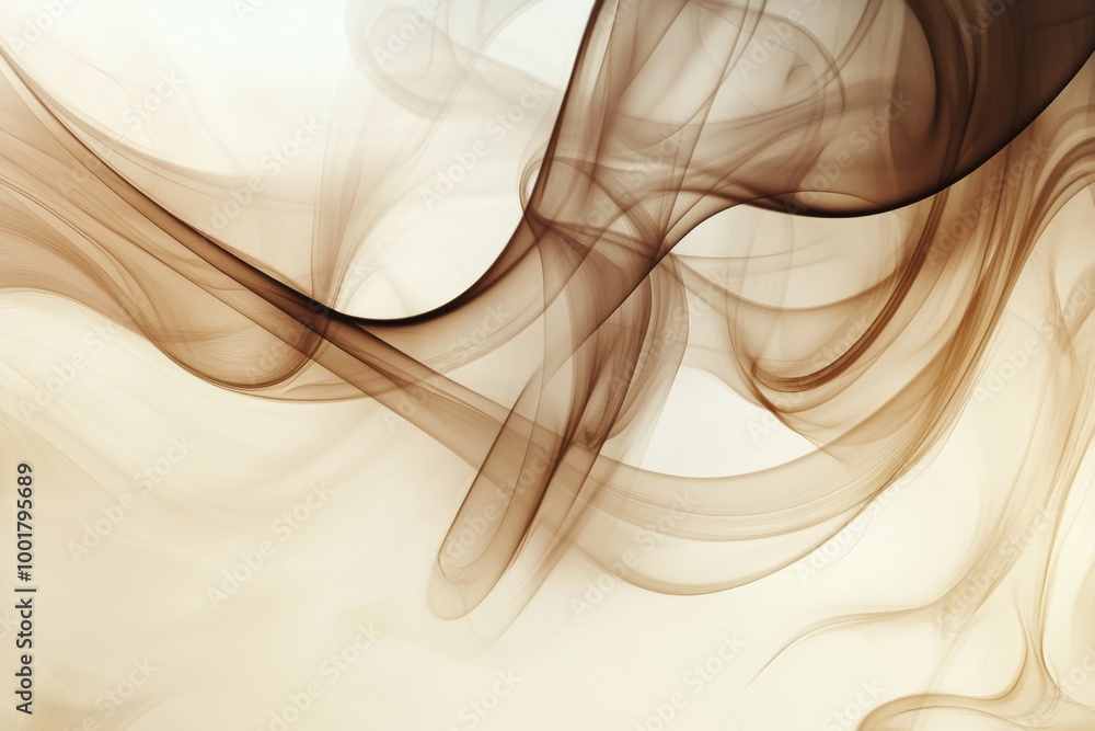 Poster Swirling abstract patterns of smoke in deep coffee tones create a captivating visual experience against a light background. Generative AI