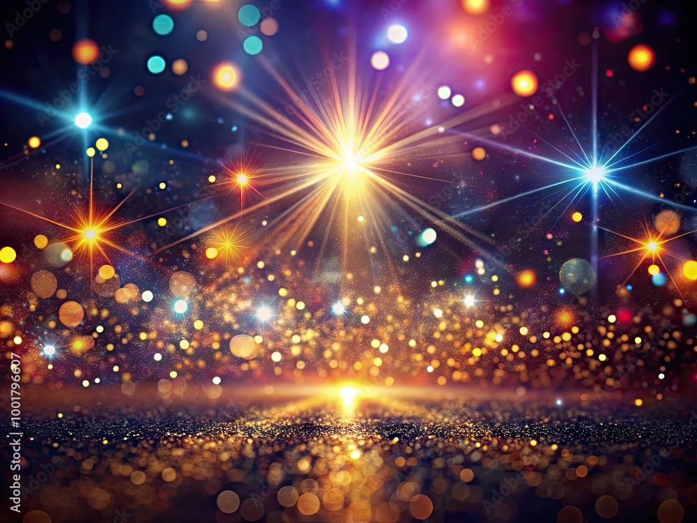 Poster elegant dark abstract background with glowing light effects and shiny glitter rays of illumination