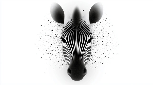 Zebra Head with Dotwork Tattoo Style and Abstract Dots Pattern