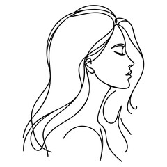 Minimalistic silhouette of woman silhouette. Background. One line drawing.