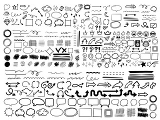 Big collection of various sketch elements. Hand drawn doodle design elements © Vasyl Yurlov